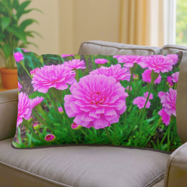 Oreiller Lombaire Œillets Roses (Lumbar pillow with pink carnations)