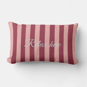 Oreiller lombaire rayé personnalisé bordeaux, rose