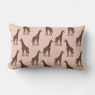 Oreiller Lombaire Rose Pâle Imprimé Girafe Décor