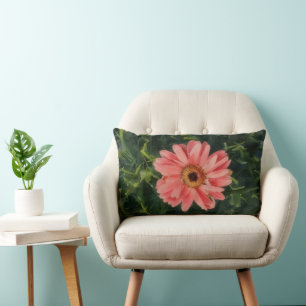 Oreiller long en forme d'art de fleur de Zinnia ro