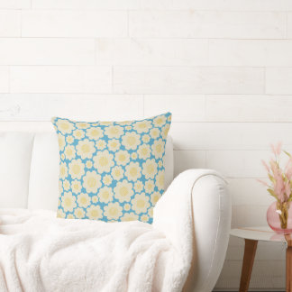 Oreiller Lumineux Bleu Avec Fleurs Simples