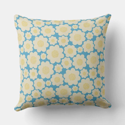 Oreiller Lumineux Bleu Avec Fleurs Simples (Verso)