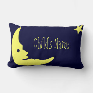 Oreiller lune personnalisé enfant bleu, jaune