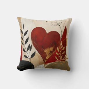 Oreiller Luxueux Abstrait Cœur Rouge