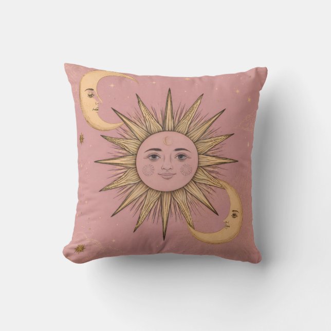 Oreiller Mandala Bohème Soleil, Lune (Recto)