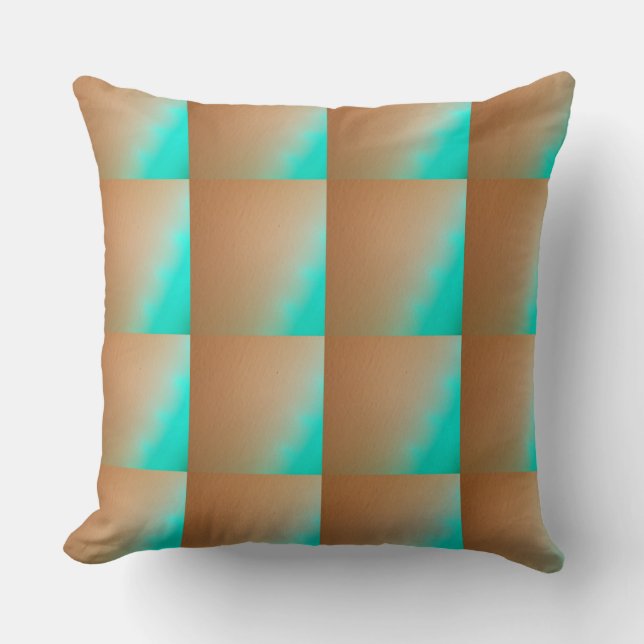 Oreiller marron avec motif de couleur vert printem (Recto)