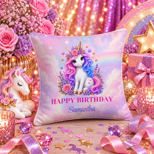 Oreiller Mémoire Licorne Arc-en-Ciel Pastel Fille
