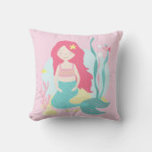 Oreiller mignon sirène rose et menthe (Recto)