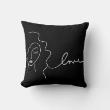 Oreiller minimaliste en ligne art – Visage abstrai