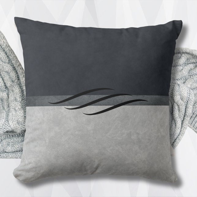 Oreiller Minimaliste Moderne Gris Charbon (Modern Minimalist Pillow Charcoal and Gray)