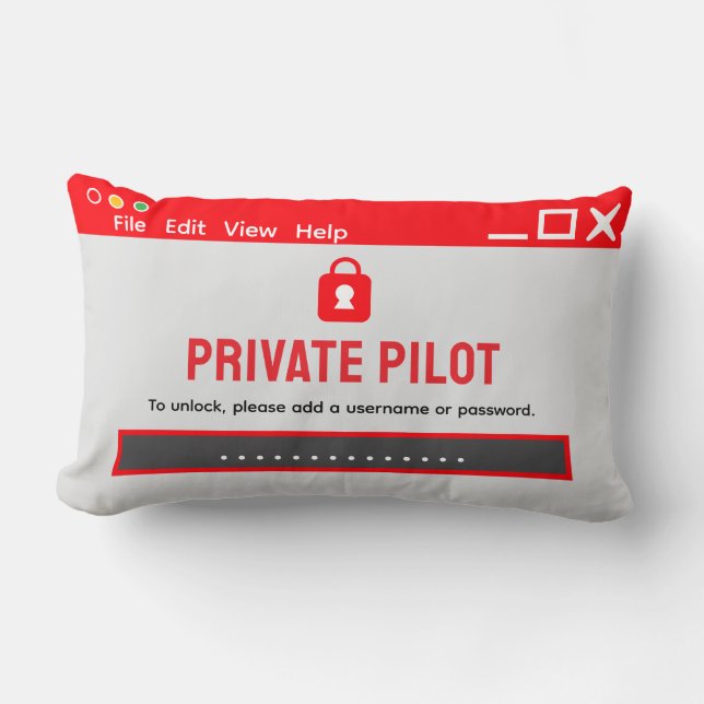 Oreiller « Mot de passe requis » Pilote privé (Recto)
