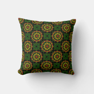 Oreiller Motif Jaune Rouge Paisley Vert
