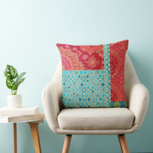Oreiller - Motif Turquoise Rouge Oriental