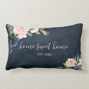 Oreiller Navy Floral Aquarelle Home Sweet Home