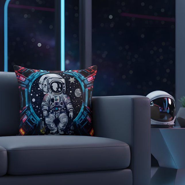 Oreiller néon Cyber Astronaute (Créateur téléchargé)