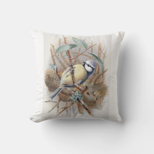 Oreiller Oiseau Bleu Eurasiatique (Recto)