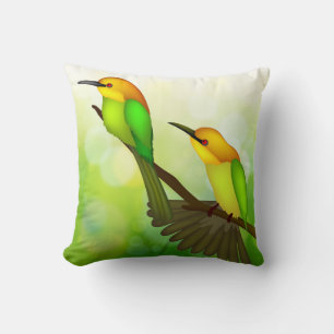 Oreiller Oiseaux Jaunes et Verts