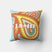 Oreiller Paisley Jaune Orange Aqua Menthe Moderne (Verso)