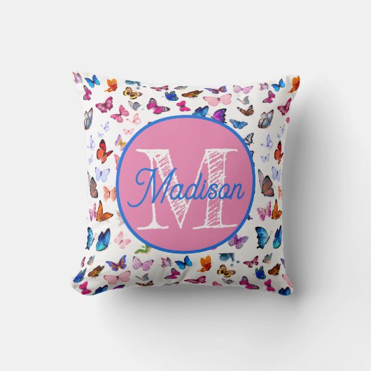 Oreiller papillon personnalisé avec monogramme (Recto)
