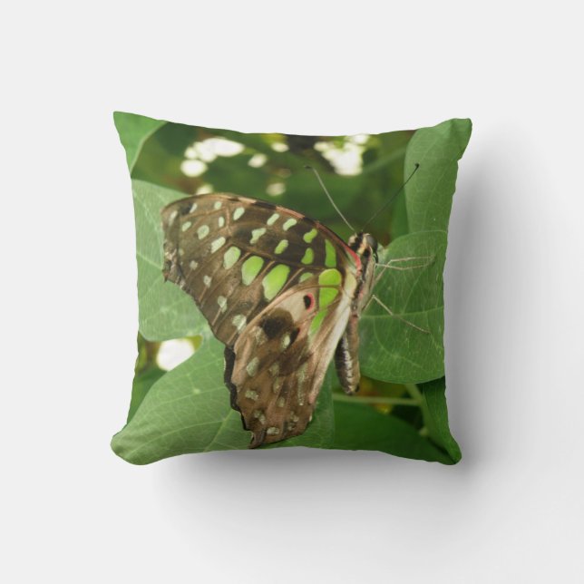 Oreiller Papillon Vert Iridescent Tropical (Recto)
