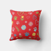 Oreiller pastel avec empreinte de patte et coeurs (Verso)