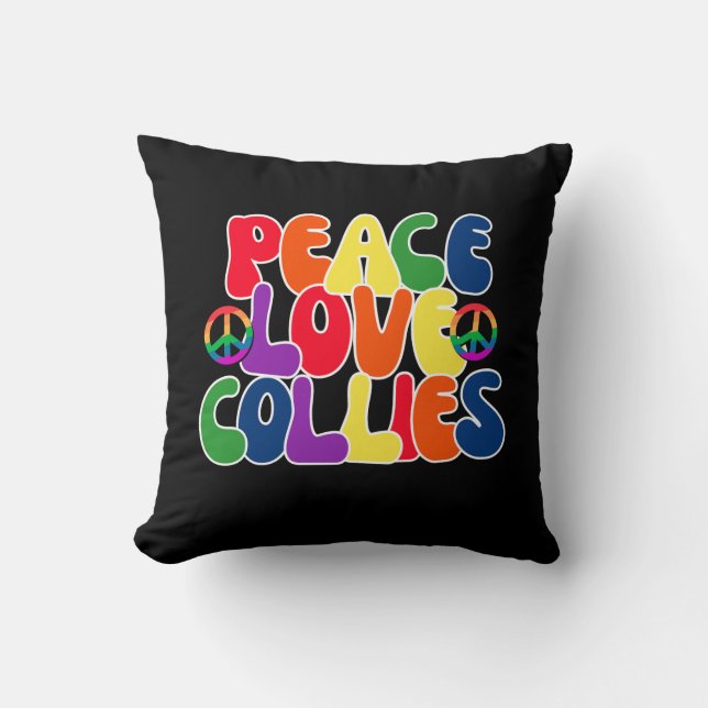 Oreiller Peace Love Collies (Recto)