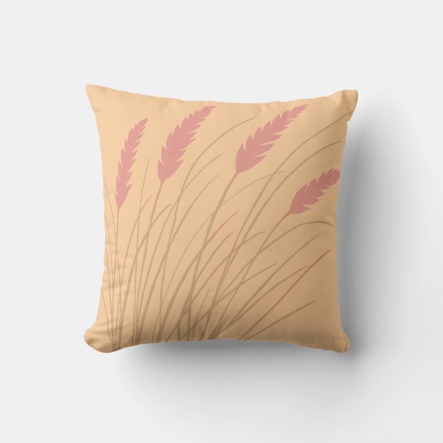 oreiller pêche au motif d'herbe de plage (Recto)