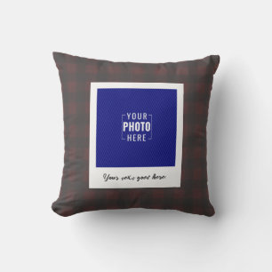 Oreiller personnalisé avec photo Polaroid plaid Bu