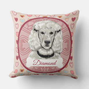 Oreiller personnalisé blanc Caniche Saint-Valentin