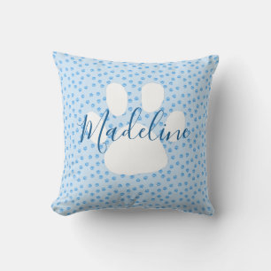 Oreiller personnalisé empreinte de patte bleue