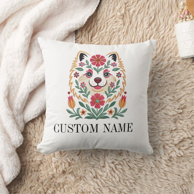 Oreiller personnalisé floral Chien mignon (Couverture)