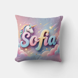 Oreiller personnalisé Licorne Pastel