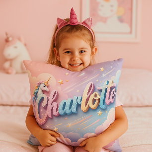 Oreiller personnalisé Licorne pastel