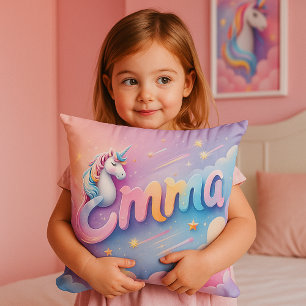 Oreiller personnalisé Licorne Pastel