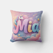 Oreiller personnalisé Licorne pastel avec nom (Recto)