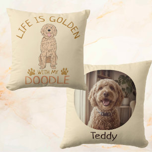 Oreiller personnalisé Life is Golden Golden Doodle