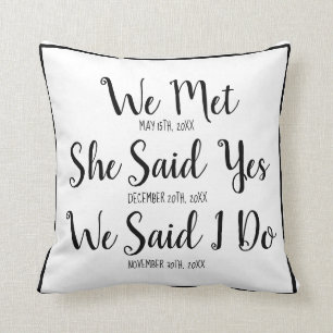 Oreiller personnalisé pour cadeau de mariage pour