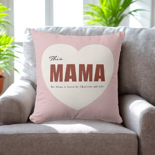 Oreiller personnalisé pour maman avec cœur moderne
