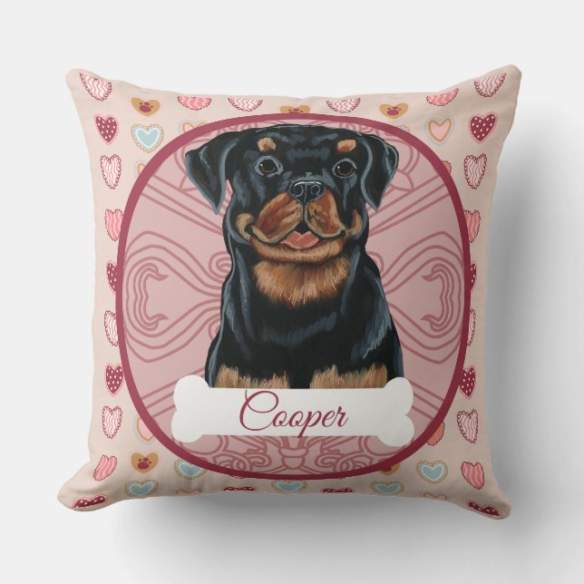 Oreiller personnalisé Rottweiler pour la Saint-Val (Recto)
