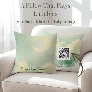 Oreiller personnalisé vert sauge pour bébé avec be