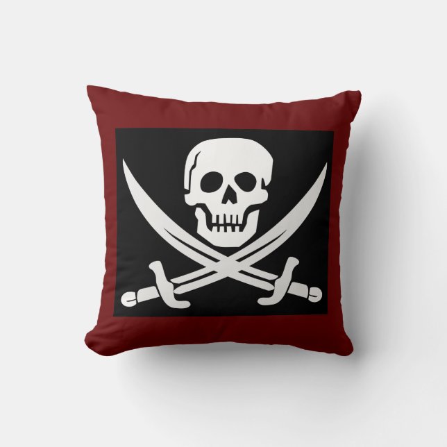 OREILLER PIRATE CRÂNE ET OS CROISÉS (Recto)