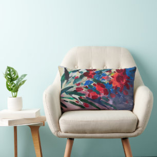oreiller pittoresque avec fleurs impressionnistes