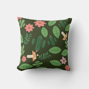 Oreiller plat multicolore floral et champignon