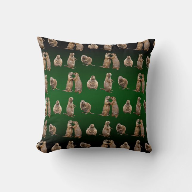 Oreiller Prairie Dog Frenzy (Mélange Vert) (Recto)