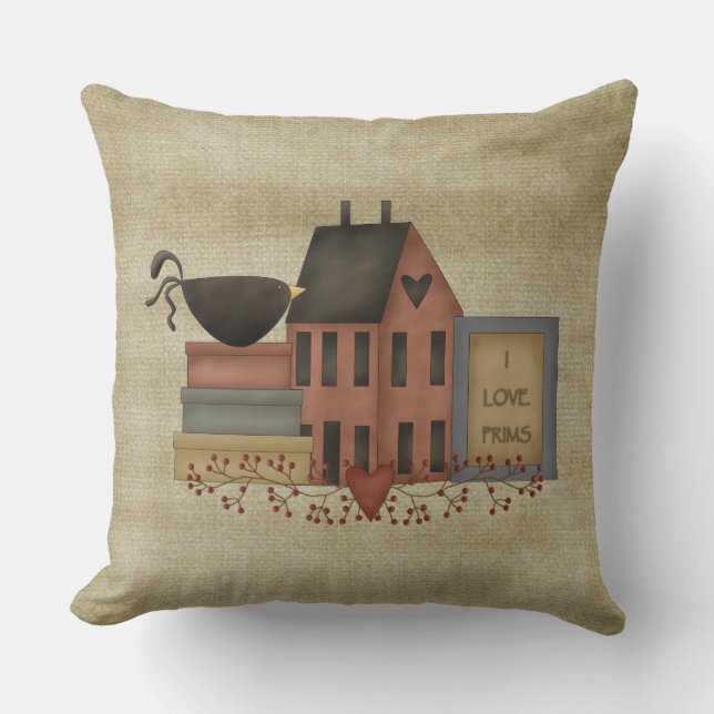 Oreiller Primitive "J'aime Prims" (Recto)