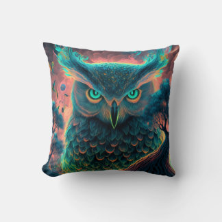 Oreiller Psychédélique Hibou Mystique | Animal Spi
