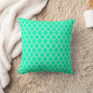 Oreiller Quatrefeuilles Vert Printemps Blanc