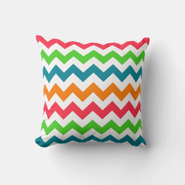 Oreiller rayé à chevrons tropicaux en zigzag (Recto)