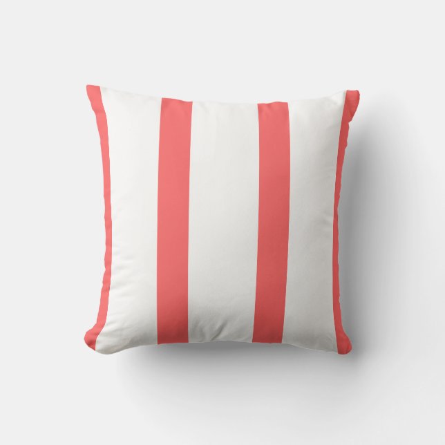 Oreiller rayé corail et blanc (Recto)