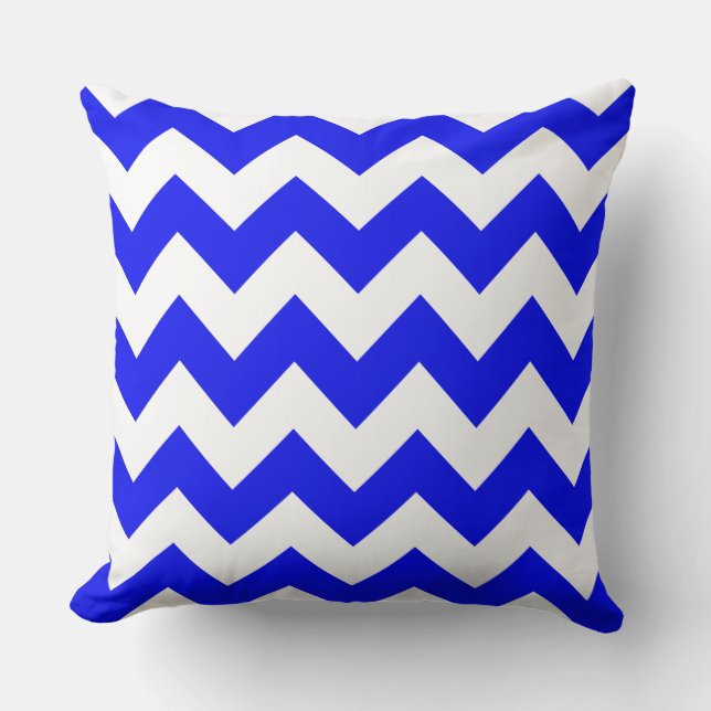 Oreiller rayé en zigzag bleu royal (Recto)